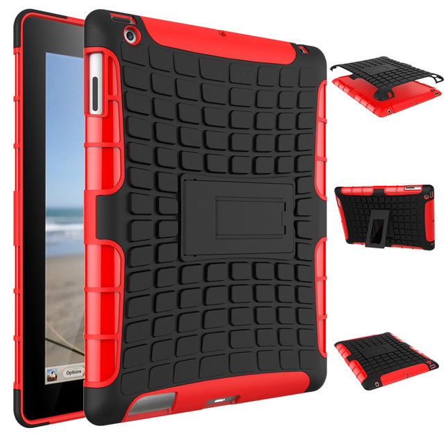 Cover For Apple iPad 4 case Armor Shockproof Non Slip Stand Tablet Case for iPad 3 iPad 2 case 9.7"Protection Cover TPU&PC Combo