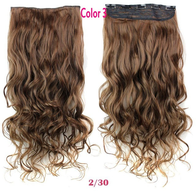 Rockstar Wigs 16clors 24Inches Long Wavy Synthetic Hair Extensions 5Clips in High Temperature Fiber Black Blond Hairpiece