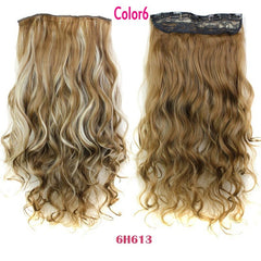 Rockstar Wigs 16clors 24Inches Long Wavy Synthetic Hair Extensions 5Clips in High Temperature Fiber Black Blond Hairpiece