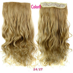 Rockstar Wigs 16clors 24Inches Long Wavy Synthetic Hair Extensions 5Clips in High Temperature Fiber Black Blond Hairpiece