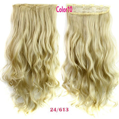 Rockstar Wigs 16clors 24Inches Long Wavy Synthetic Hair Extensions 5Clips in High Temperature Fiber Black Blond Hairpiece