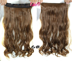 Rockstar Wigs 16clors 24Inches Long Wavy Synthetic Hair Extensions 5Clips in High Temperature Fiber Black Blond Hairpiece