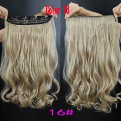 Rockstar Wigs 16clors 24Inches Long Wavy Synthetic Hair Extensions 5Clips in High Temperature Fiber Black Blond Hairpiece