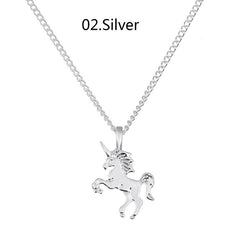 1pc Creative Unicorn Horse Alloy Clavicle Chain Gold/Silver For Jewelry Accessories Necklaces Pendants Pendant Necklaces