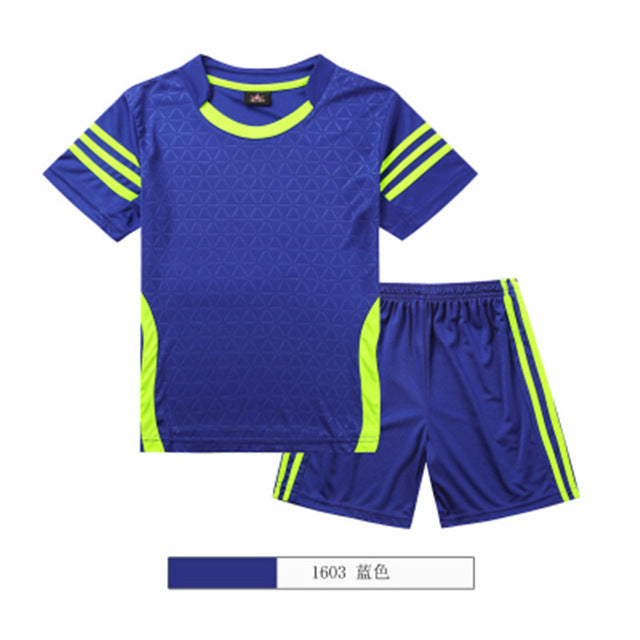 New Quick-drying fabric Football Suits Kids Soccer Uniform 2017 Summer Wear Short-sleeved Shirt Boy Set Children's Clothing Set