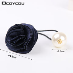 3 pcs Korea Hair Ring Women Girl Fashion Flower Rose Pearl Hair Tie Head Ornaments Hair Band Hair Accessories