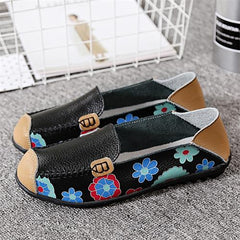 Women Flats 2017 PU Leather Casual Loafers Floral Walking Shoes Woman Moccasins Ladies Fashion Brand Women Casual Shoes DT913