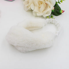 Elastic Wide Thick Fabric Winter Models the artificial rabbit fur Head Wrap Tie Hairband Headwear for Women Stretch Headbands