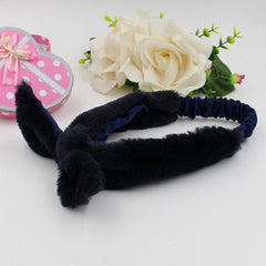 Elastic Wide Thick Fabric Winter Models the artificial rabbit fur Head Wrap Tie Hairband Headwear for Women Stretch Headbands