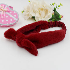 Elastic Wide Thick Fabric Winter Models the artificial rabbit fur Head Wrap Tie Hairband Headwear for Women Stretch Headbands