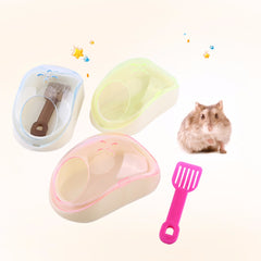 Cute Transparent Plastic Pet Hamster Mouse Bathroom Bath Sand Sauna Toilet Potty Box With Shovel Hamster Gerbil Rodent Mice Cage