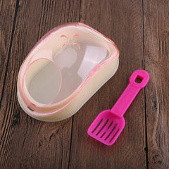 Cute Transparent Plastic Pet Hamster Mouse Bathroom Bath Sand Sauna Toilet Potty Box With Shovel Hamster Gerbil Rodent Mice Cage