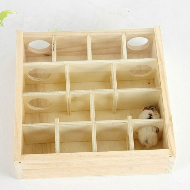 Intellectual Toys Wooden&Acrylic Glass Surface Hamster Toy Chew Toy Little Pet House Gerbil Hamster Cage Decoration Hamster Maze