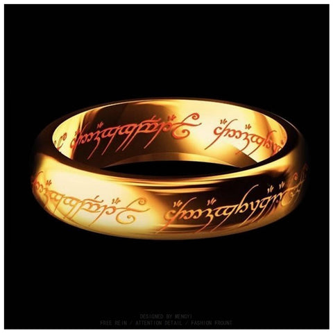 Hobbit Letter Rings Black Stainless Steel the Lord One Rings Titanium Steel 6MM Men Rings